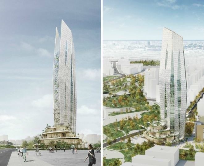 Intelligence Operation Center tower, Elizabeth de Portzamparc, TIOC Tower, futuristic towers, skyscraper designs, Taiwanese architecture, Taiwanese design, urban design, bioclimatic towers, sustainable skyscrapers, sustainable urban design, skyscrapers taiwan,