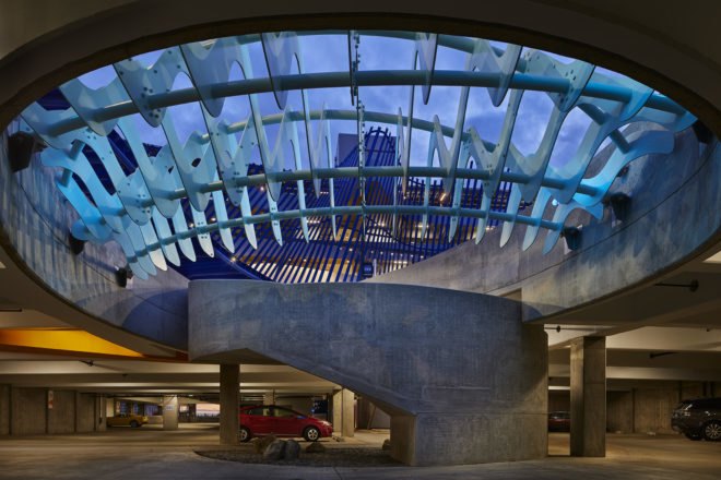 Angle Lake Transit Station and Plaza, Seattle-Tacoma International Airport, Brooks + Scarpa, William Forsythe, airport, undulating façade, aluminium facade, aluminium, transparent façade, green architecture