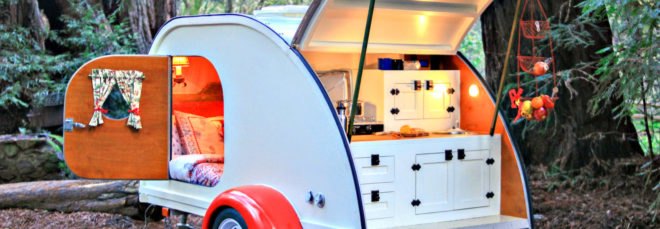 Camp Weathered, Forest Cottage Teardrop, tiny campers, teardrop campers, tiny trailers, rent a teardrop camper, california camping trailers, rent a camper, camping in a teardrop camper, tiny trailer design, camping trailers, teardrop rentals, rental service teardrop campers, teardrop rentals california