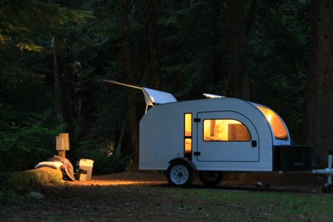 Droplet, Droplet trailer, Droplet tow-able getaway, off grid trailer, tow trailer, off grid living, tiny spaces, tiny homes, tiny trailers, droplet camper. space-efficient trailer, on the road campers, towing campers, camping pods, cute camping pods, camping pods with kitchens, led lighting, camping solutions,