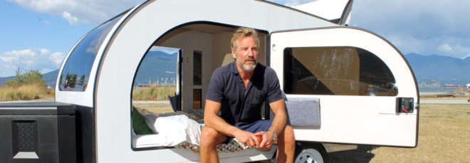 Droplet, Droplet trailer, Droplet tow-able getaway, off grid trailer, tow trailer, off grid living, tiny spaces, tiny homes, tiny trailers, droplet camper. space-efficient trailer, on the road campers, towing campers, camping pods, cute camping pods, camping pods with kitchens, led lighting, camping solutions,