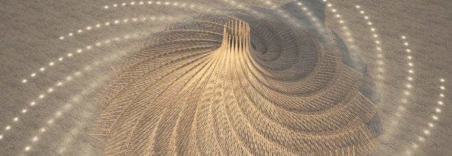 Galaxia by Arthur Mamou-Mani, Burning Man 2018, Burning Man Mamou-Mani, Burning Man 2018 temple, 3D printing Burning Man, 3D printed mandala, timber modules for architecture at burning man, burning man arts