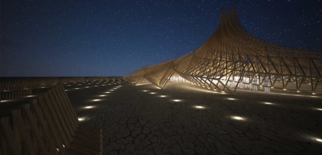Galaxia by Arthur Mamou-Mani, Burning Man 2018, Burning Man Mamou-Mani, Burning Man 2018 temple, 3D printing Burning Man, 3D printed mandala, timber modules for architecture at burning man, burning man arts