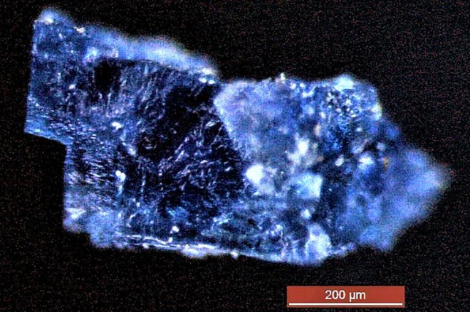 Meteorite, blue crystals, salt crystals, crystals, space, science