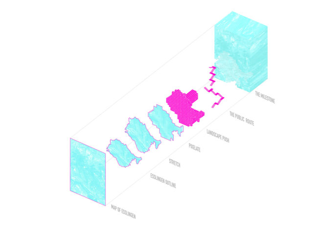 Esslingen redevelopment, Milestone by MVRDV, Milestone in Esslingen, crystalline architecture, pixelated architecture, solar powered Esslingen architecture, fritted glass architecture, redevelopment in Esslingen