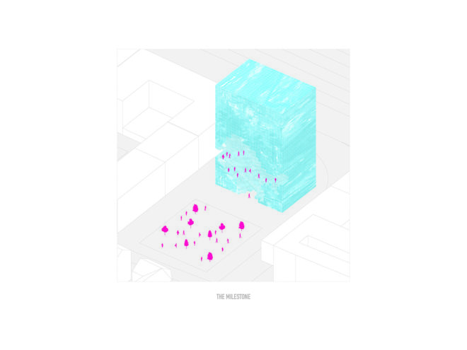 Esslingen redevelopment, Milestone by MVRDV, Milestone in Esslingen, crystalline architecture, pixelated architecture, solar powered Esslingen architecture, fritted glass architecture, redevelopment in Esslingen