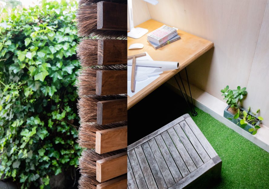 Mission Control by 2hD Architecture Workshop, 2hD Architecture Workshop, micro-office UK, Mission Control Nottingham, hairy architecture, broom hair architecture, design/build micro office, tiny office design, backyard office design