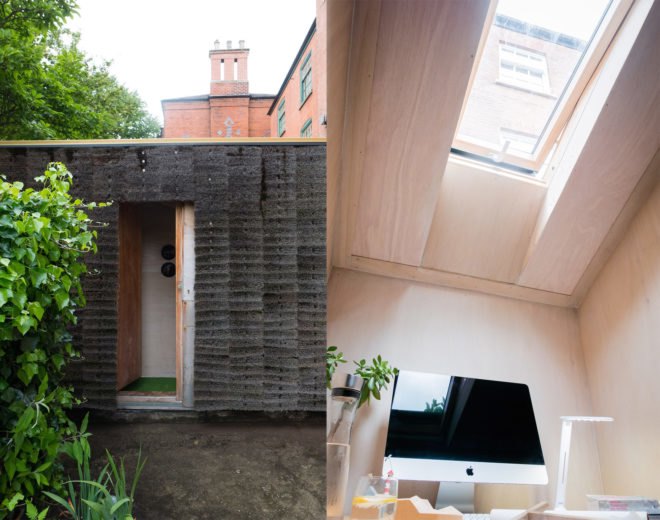 Mission Control by 2hD Architecture Workshop, 2hD Architecture Workshop, micro-office UK, Mission Control Nottingham, hairy architecture, broom hair architecture, design/build micro office, tiny office design, backyard office design