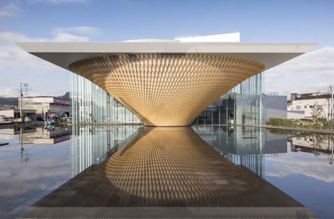 Mt Fuji World Heritage Center by Shigeru Ban, Mt Fuji World Heritage Center, Mt Fuji World Heritage Center Fujinomiya, Mt Fuji World Heritage Center Shizuoka, Shigeru Ban Fuji building, latticed timber cone architecture, mount fuji architecture