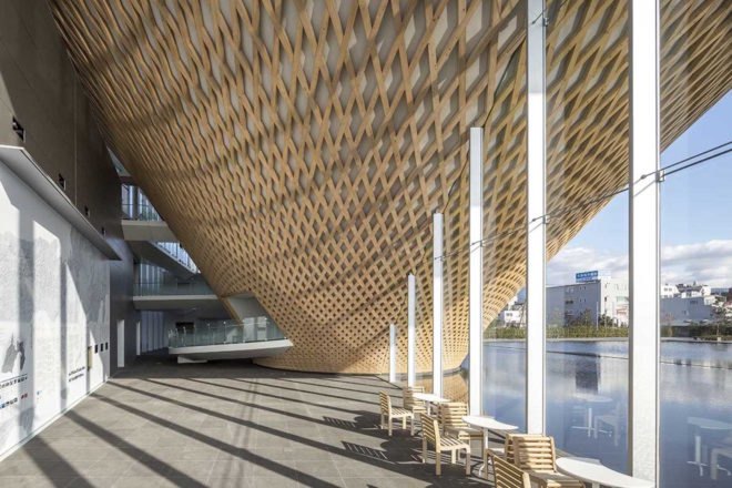 Mt Fuji World Heritage Center by Shigeru Ban, Mt Fuji World Heritage Center, Mt Fuji World Heritage Center Fujinomiya, Mt Fuji World Heritage Center Shizuoka, Shigeru Ban Fuji building, latticed timber cone architecture, mount fuji architecture