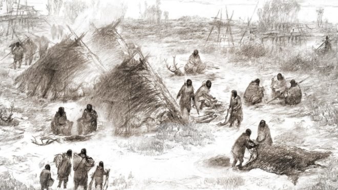 North America, native village, indigenous village, village artwork