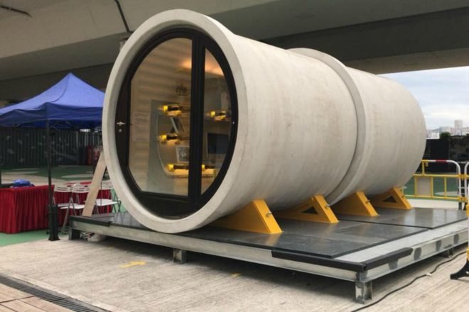 James Law, OPod, concrete tube housing unit, opod tube housing, tube housing hong kong, chinese architecture, micro living affordable home, affordable housing, micro housing, concrete tubes, concrete tube homes, pod homes, micro housing design, green design, green architecture, concrete architecture