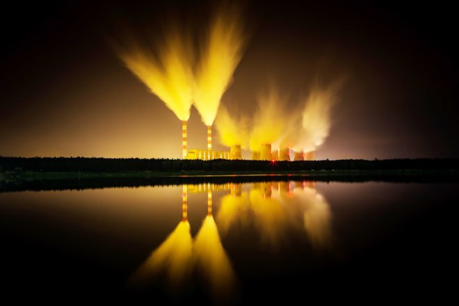 Power plant, coal power plant, coal power station, power station, night, Poland