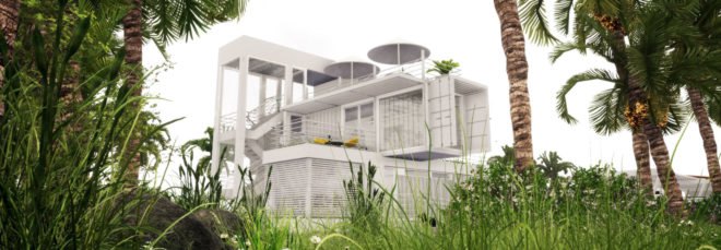 Upcycled Shipping Containers, Reale Architectos, shipping containers, upcycled shipping containers, shipping container buildings, green design, sustainable design, solar energy, rainwater collection system, shipping containers in miami, miami shipping container buildings, office design, sustainable office design, beautiful shipping containers buildings,