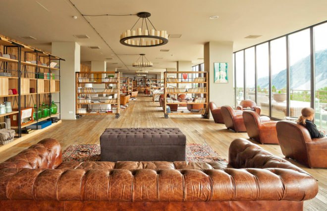 Rooms Hotel Kazbegi, renovated resort, green renovation, brutalist building, green resort, Georgia, Nata Janberidze, Keti Toloraia, luxury hotel, industrial design, terrace, swimming pool