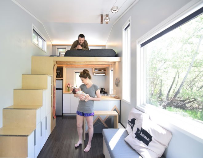 SHED tiny house, Robert Garlow, Samantha Garlow, Aubrin Garlow, baby, couple, tiny house, tiny home