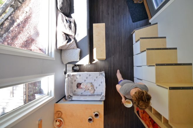 SHED tiny house, tiny house, tiny home, Samantha Garlow, Aubrin Garlow, baby, woman