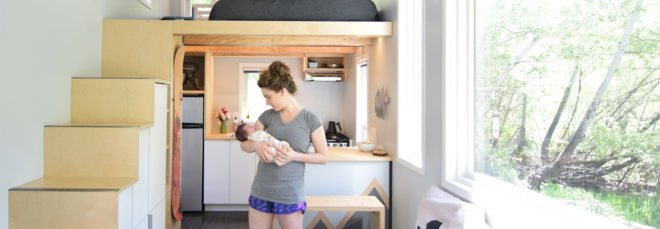 SHED tiny house, Robert Garlow, Samantha Garlow, Aubrin Garlow, baby, couple, tiny house, tiny home