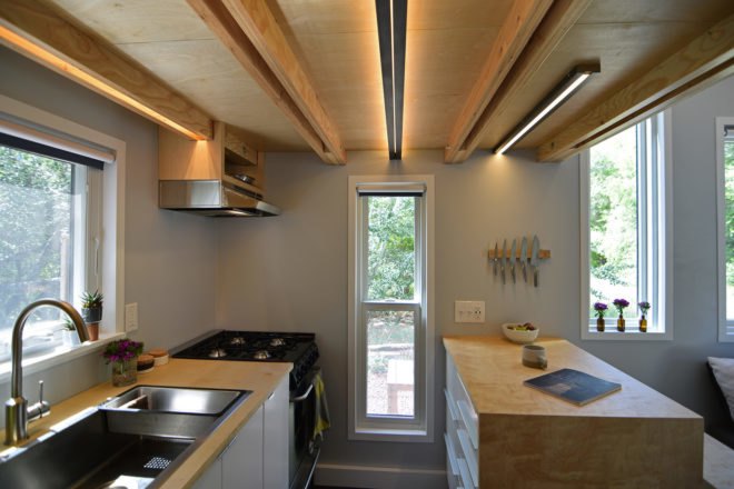 SHED tiny house, tiny house, tiny home, kitchen, interior, cooking