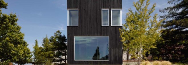 Shou Sugi Ban House by Schwartz and Architecture, Shou Sugi Ban House, Shou Sugi Ban House Silicon Valley, charred timber architecture in Los Gatos, floating staircase walnut and metal, cantilevered walnut treads