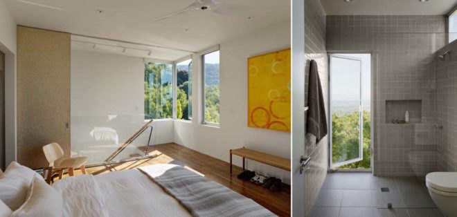 Shou Sugi Ban House by Schwartz and Architecture, Shou Sugi Ban House, Shou Sugi Ban House Silicon Valley, charred timber architecture in Los Gatos, floating staircase walnut and metal, cantilevered walnut treads