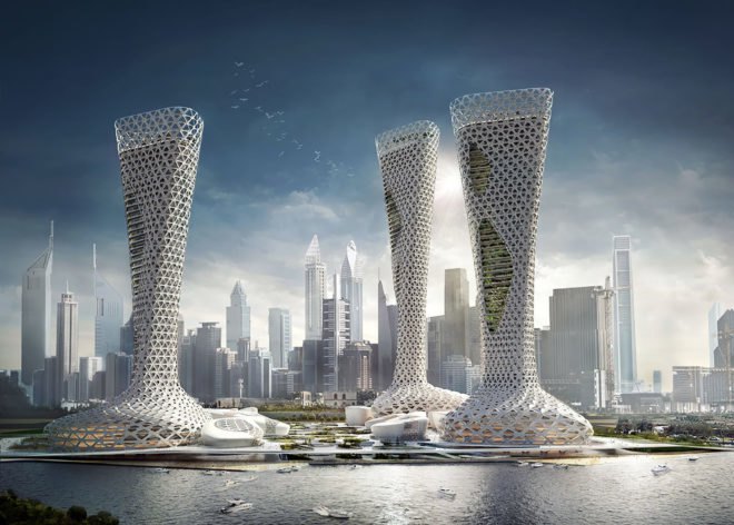 Symbiotic Towers, Symbiotic Towers by AmorphouStudio, AmorphouStudio, architecture, tower, towers, plaza