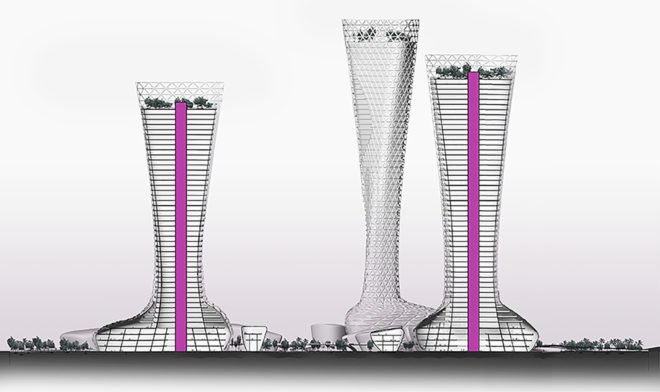 Symbiotic Towers, Symbiotic Towers by AmorphouStudio, AmorphouStudio, towers, tower, architecture, design