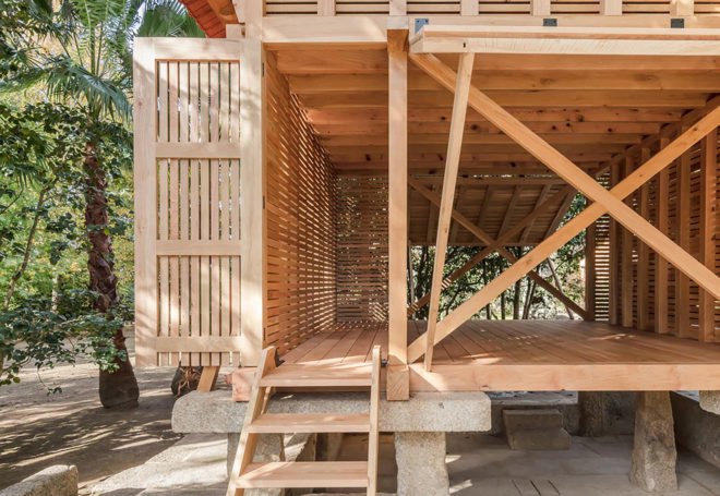 Tiago do Vale Arquitectos, Dovecote-Granary, green renovation, Portugal, rural architecture, wooden structure, treehouse