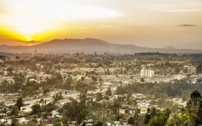 Addis Ababa, Ethiopia, Africa, city, sunset, capital