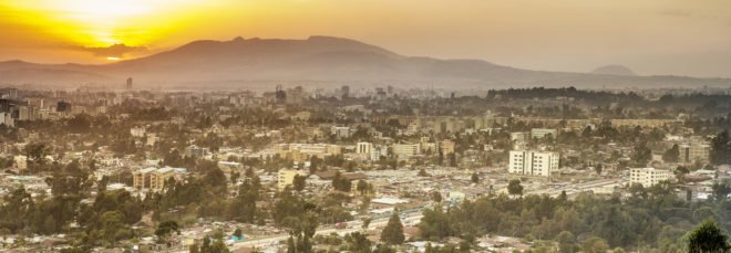Addis Ababa, Ethiopia, Africa, city, sunset, capital