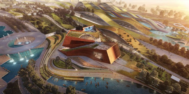 EuropaCity, EuropaCity UNstudio, EuropaCity competition, Centre Culturel DédiéAu 7è Art by UNStudio, Centre Culturel DédiéAu 7è Art in EuropaCity, EuropaCity Paris, unusual cinema architecture, green roofed cinema, outdoor cinema rooftop terrace