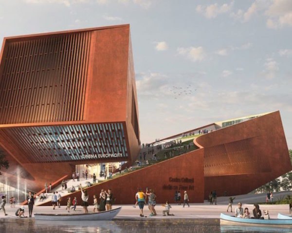 EuropaCity, EuropaCity UNstudio, EuropaCity competition, Centre Culturel DédiéAu 7è Art by UNStudio, Centre Culturel DédiéAu 7è Art in EuropaCity, EuropaCity Paris, unusual cinema architecture, green roofed cinema, outdoor cinema rooftop terrace