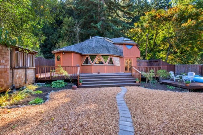 Geodesic Dome Home, wooden dome home, dome homes for sale, geodesic homes, geodesic home design, geodesic buildings, wooden homes, wooden homes for sale, sonoma county dome home, Russian River Valley dome homes, dome construction, building a round home, round homes, woodburning stoves, unique home designs,