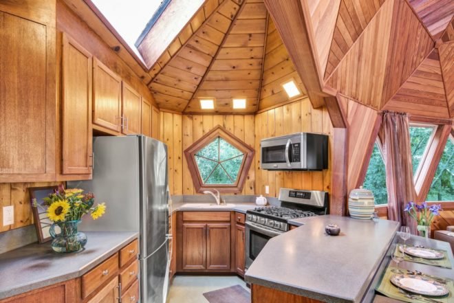 Geodesic Dome Home, wooden dome home, dome homes for sale, geodesic homes, geodesic home design, geodesic buildings, wooden homes, wooden homes for sale, sonoma county dome home, Russian River Valley dome homes, dome construction, building a round home, round homes, woodburning stoves, unique home designs,