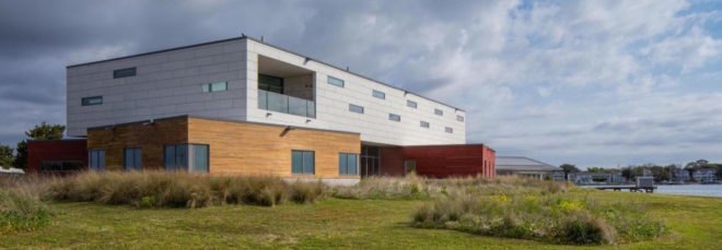 Dr. Orrin H. Pilkey Research Laboratory by GLUCK+, Collisional Commons, Duke University Marine Laboratory, Dr. Orrin H. Pilkey Research Laboratory, LEED Gold laboratory, LEED research facility, Pilkey lab in North Carolina
