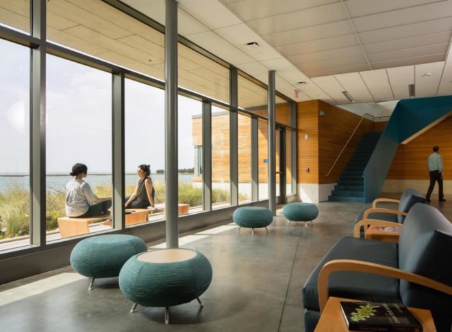 Dr. Orrin H. Pilkey Research Laboratory by GLUCK+, Collisional Commons, Duke University Marine Laboratory, Dr. Orrin H. Pilkey Research Laboratory, LEED Gold laboratory, LEED research facility, Pilkey lab in North Carolina