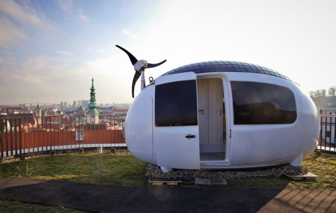 off-grid ecocapsule, ecocapsule microhome, ecocapsule, slovakian off-grid home, spheroid tiny home, spheroid microhome, egg-shaped microhome, solar and wind powered home, self-sufficient homes, smart homes, green homes