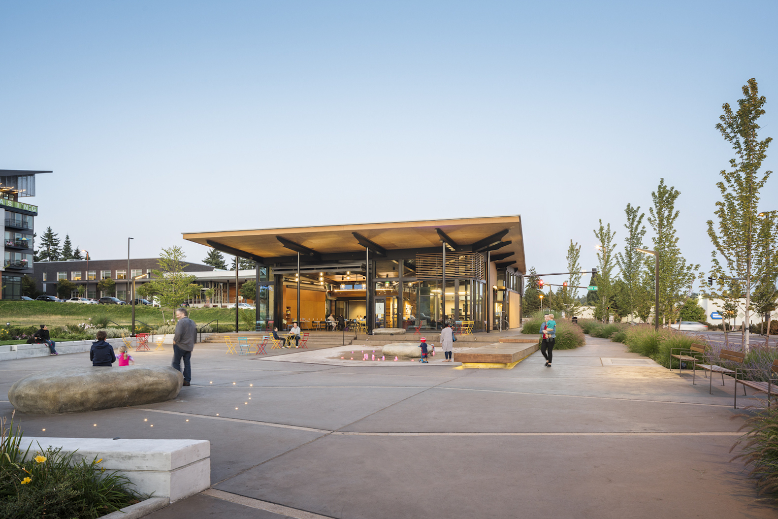 Hangar at Kenmore Town Square by Graham Baba Architects, Kenmore Town Square by Hewitt Landscape Architects, Hangar at Kenmore Town Square, Hangar 2030 Challenge, Kenmore Town Square,