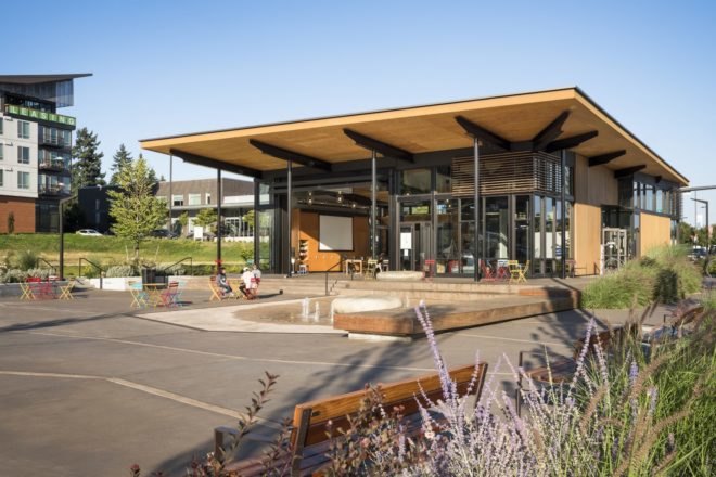 Hangar at Kenmore Town Square by Graham Baba Architects, Kenmore Town Square by Hewitt Landscape Architects, Hangar at Kenmore Town Square, Hangar 2030 Challenge, Kenmore Town Square,