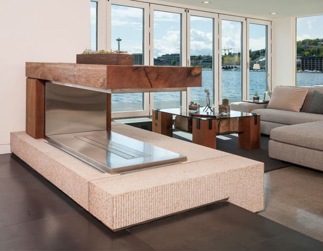 Houseboat H by Lanker Design LLC, Seattle sustainable houseboat, net zero houseboat, net zero floating home, LEED Platinum floating home, LEED Platinum houseboat, houseboat with floating islands,