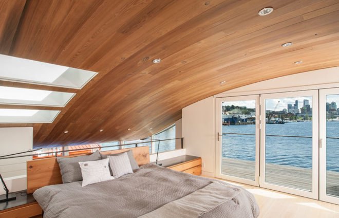 Houseboat H by Lanker Design LLC, Seattle sustainable houseboat, net zero houseboat, net zero floating home, LEED Platinum floating home, LEED Platinum houseboat, houseboat with floating islands,