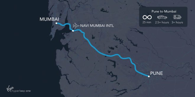 Virgin Hyperloop One, Mumbai, Pune, India, Maharashtra, Navi Mumbai International Airport, map, transportation