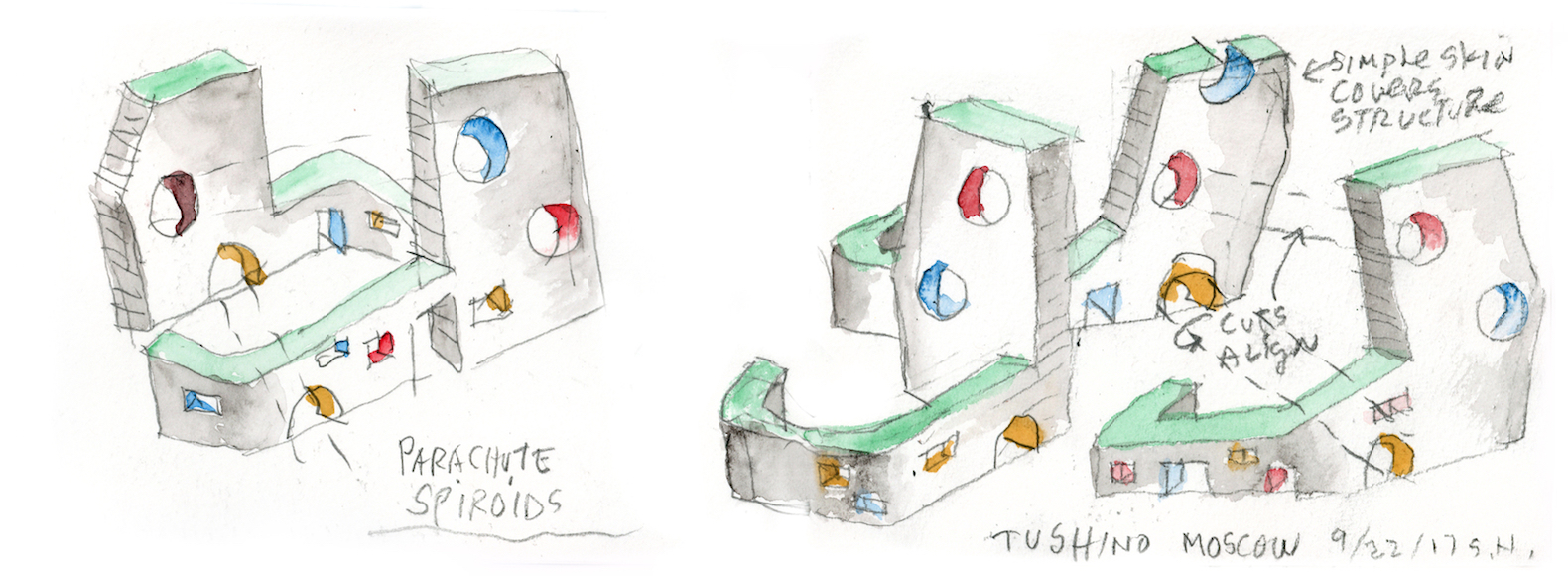 Parachute Hybrids by Steven Holl Architects and Art-group Kamen, Parachute Hybrids, Tushino mixed use development, Tushino design competition, rainwater recycling in mixed use developments, paratrooper airfield redevelopment, Steven Holl and Art-group Kamen