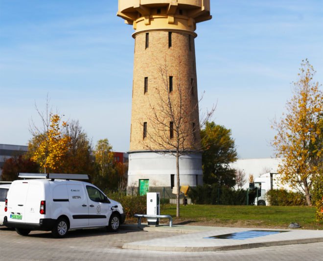 Platio, Prologis, Platio Solar Pavers, tower, EV charging, EV charging station