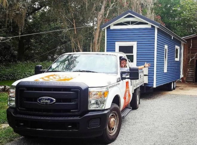 Rolling Quarters, Jacksonville tiny home, college student tiny home, tiny home design, tiny home living, compact spaces, tiny home construction, college student living, tiny home college life, minimal living, rentable tiny house, airbnb tiny home, self built tiny home, how to build a tiny house,