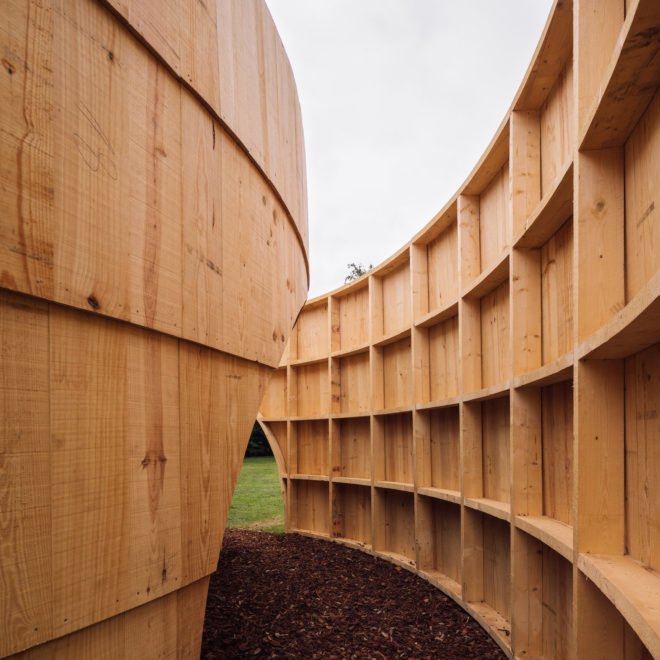 Serralves Pavilion by Diogo Aguiar Studio, Serralves Pavilions, Gabriel Abrantes, Gabriel Abrantes film pavilion, temporary film pavilion, temporary timber pavilion, circular pavilion architecture