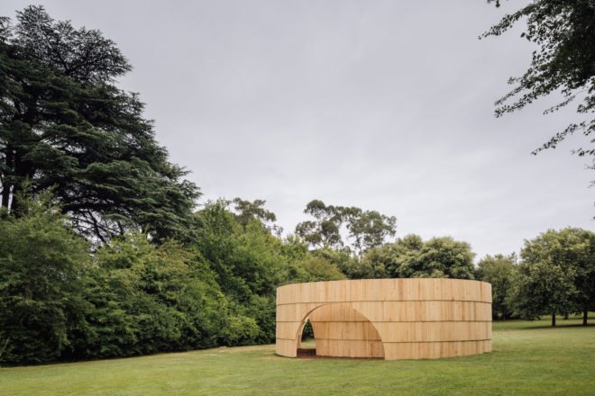 Serralves Pavilion by Diogo Aguiar Studio, Serralves Pavilions, Gabriel Abrantes, Gabriel Abrantes film pavilion, temporary film pavilion, temporary timber pavilion, circular pavilion architecture