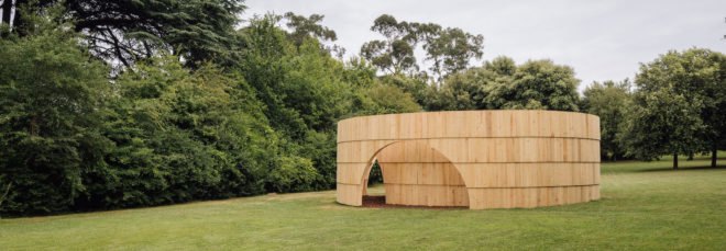 Serralves Pavilion by Diogo Aguiar Studio, Serralves Pavilions, Gabriel Abrantes, Gabriel Abrantes film pavilion, temporary film pavilion, temporary timber pavilion, circular pavilion architecture