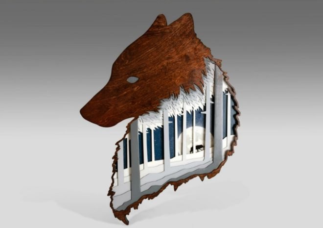 Jason Pancoast, Shadowfox Design shadowbox art, wooden art, wood art, wooden shadowbox, wood sculptures, wood artwork, laser-cut wood, laser-cut wood art, nature-inspired artwork, paper art, oregon artists,