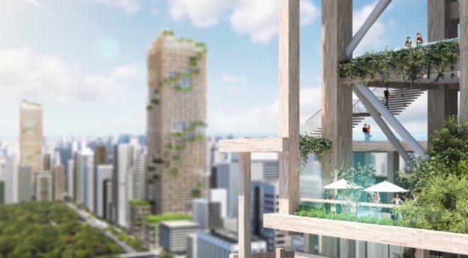 W350 Project by Sumitomo Forestry, timber architecture, W350 Tokyo, W350 skyscraper, W350 Japan, Japan timber architecture, Japanese timber high-rise, tallest timber building, timber and steel skyscraper,